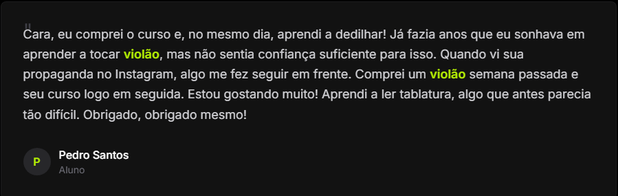 Curso de Violão - Depoimento 1